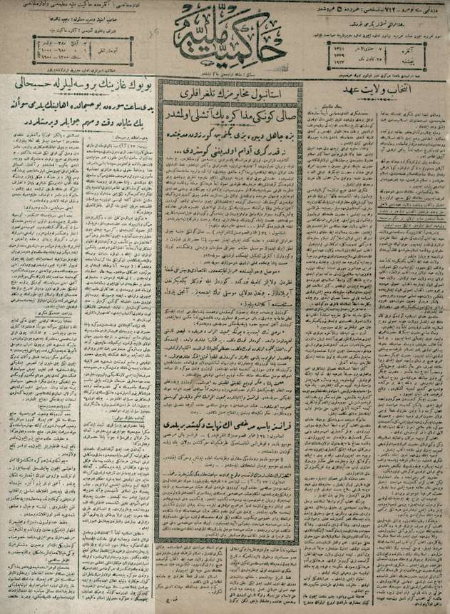 Mustafa Kemal’in Bursa ziyaretine ilişkin gazete, 25 Ocak 1923.